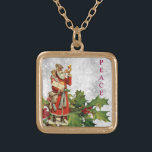 *~* AP40 Berry Vintag Retro St Nick Holly PEACE Vergoldete Kette<br><div class="desc">(Suche AP44 und auch AP40 für ähnliche Artikel ) Dark Skin St. Nikolaus Bestien Geschenke mit einem goldenen Horn Ankündigung seiner Anwesenheit. Schmuck mit Absicht (r) Holly und Rote Berries / Berry / und Heilige Nick St. Nikolaus als Nostalgisch Alte modische Retro Antique Viktorianische Vintage Santa Clause und Holly Blattwerk...</div>