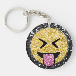 *~* AP40 Glücklich QR Zunge Mund Emoji Glitter Schlüsselanhänger