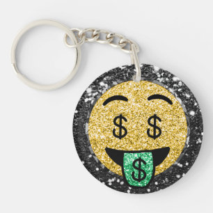 *~* AP40 Glücks-Dollar-Zeichen-Grünes-Emoji-Schlüs Schlüsselanhänger