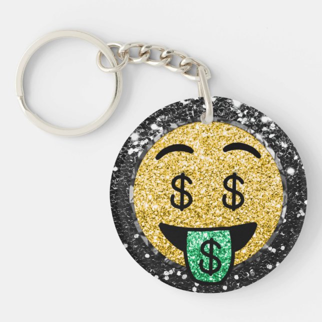 *~* AP40 LUCKY Dollar Signs Green Emoji Porte - cl (Devant)