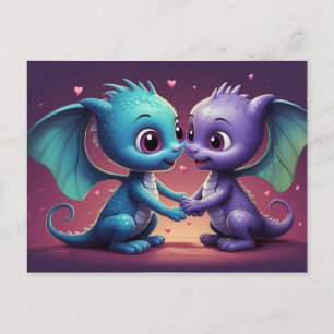 *~* AP48 Invitation PHOTO Dragon Dino Hearts Carte