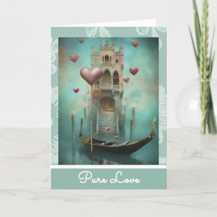 *~* AP51 Romantisches Liebesboot-Herzen Valentinst Feiertagskarte
