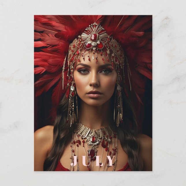 *~ AP53 Boho JULY Goddess BIRTHDAY RUBY Postkarte (Vorderseite)