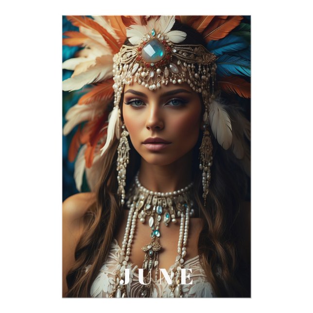 * AP53 JUNI BIRTHDAY PEARLS Boho Woman Fotodruck (Vorne)