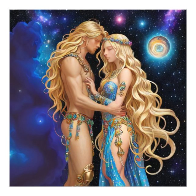 *~* AP58 Cosmic Women Fantasy Romantic Galaxy Fotodruck (Vorne)