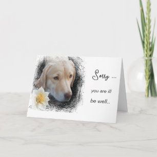 *~ AP61 Blume Krank Werde Gesund Trauriger Hund Karte