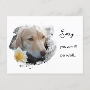 *~ AP61  Blumenskrank Gesund Gold Hund Postkarte