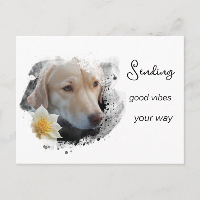 *~* AP61 Good Vibes Labrador Retriever Blume Postkarte (Vorderseite)
