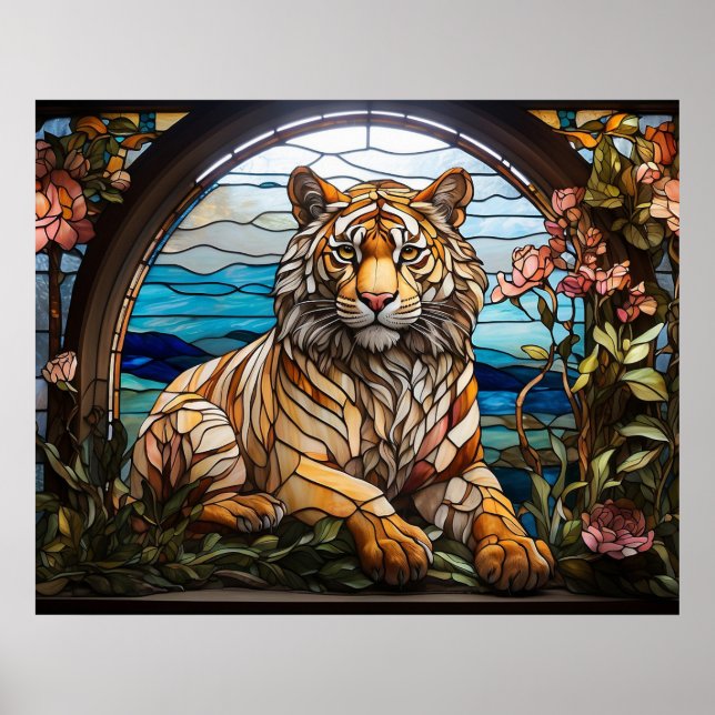 *~* AP68 5:4 Vibrant Feline TIGER Hartglas Poster (Vorne)