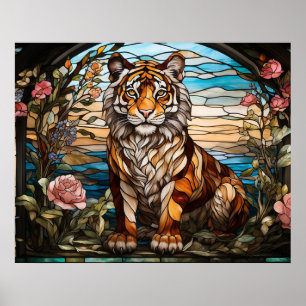 *~* AP68 Fantasy TIGER Gestaltetes Glas Bright 5:4 Poster
