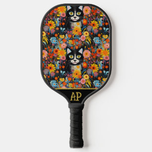 *~* AP68 Floral Whimsical Quirky Cat FOTO 7 Pickleball Schläger