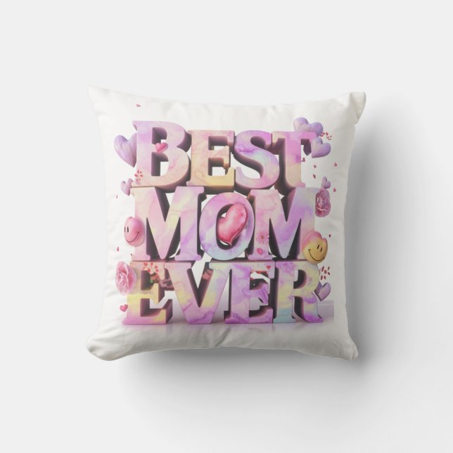 *~ AP72 Muttertag BEST MAMA JE Herz Blumenstrauß Kissen (Vorderseite)