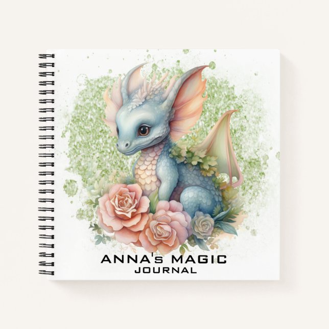 *~* AP85 Gesetz Attraction Dragon Floral Foto Notizbuch (Vorderseite)