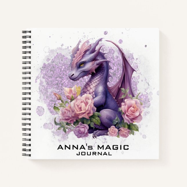 *~* AP85 Gesetz Attraction Niedlich Baby Dragon Fl Notizbuch (Vorderseite)