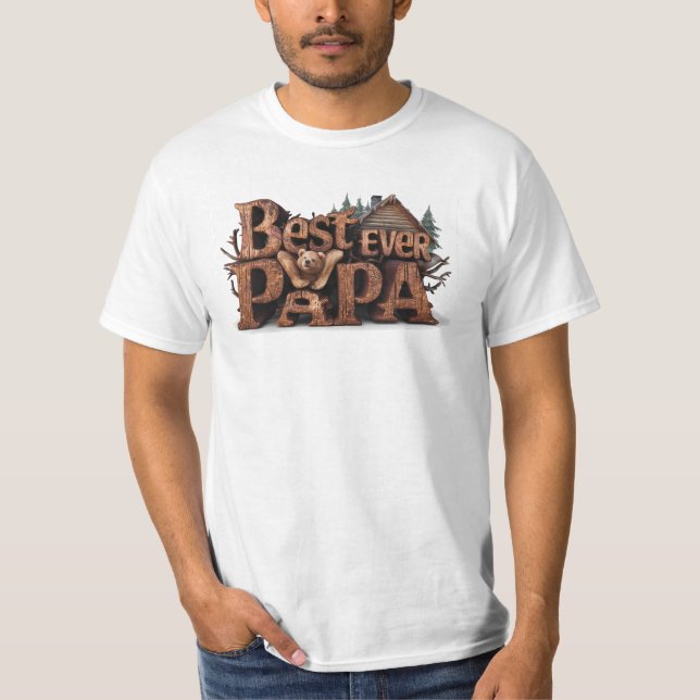 *~* AP86 BEST JE PAPA Vatertag Rustikal T-Shirt (Vorderseite)