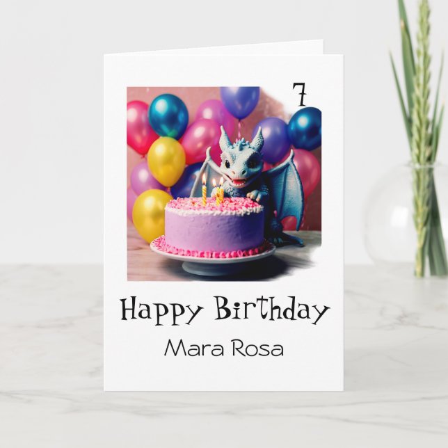 *~* AP88 AGE Baby Tiny Dragon Cake Carte d'anniver (Devant)