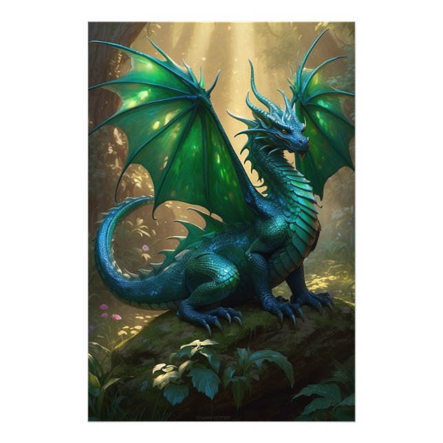 *~* AP88 Glittering Fantasy Dragon Wall Artwork 9 Fotodruck (Vorne)