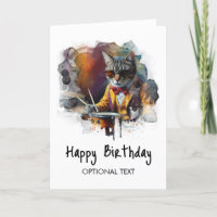 *~* AP91 Angesagte Coole Kitty DRUMMER Geburtskart