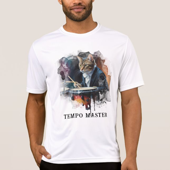 *~* AP91 Percussionist Cool Cat DRUMMER TUXEDO T-Shirt (Vorderseite)