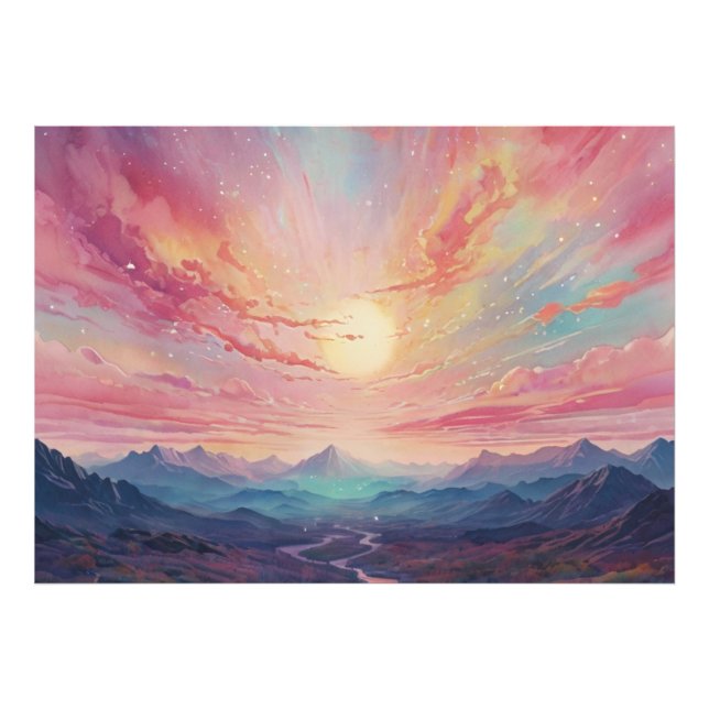 *~* AP93 Dreamscape Sunset Mountains Landschaft Fotodruck (Vorne)