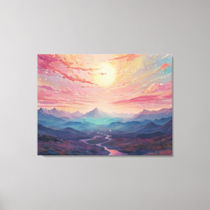 *~* AP93 Dreamscape Sunset Mountains Landschaft Leinwanddruck
