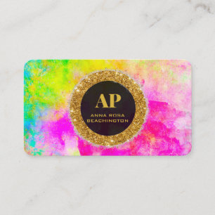 *~AP93 Neon Rainbow BOLD Abstrakt QR Business Card Visitenkarte