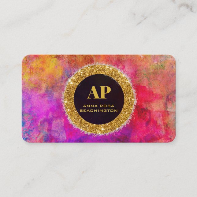 *~AP93 Neon Warm BOLD Abstrakt QR Business Card Visitenkarte (Vorderseite)