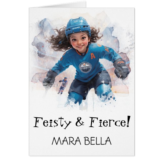 *~* AP94 1.7 Cute Hockey Girl Personalize Birthday (Devant)