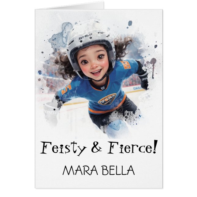 *~* AP94 9 Cute Hocky Girl Personalize Birthday (Devant)