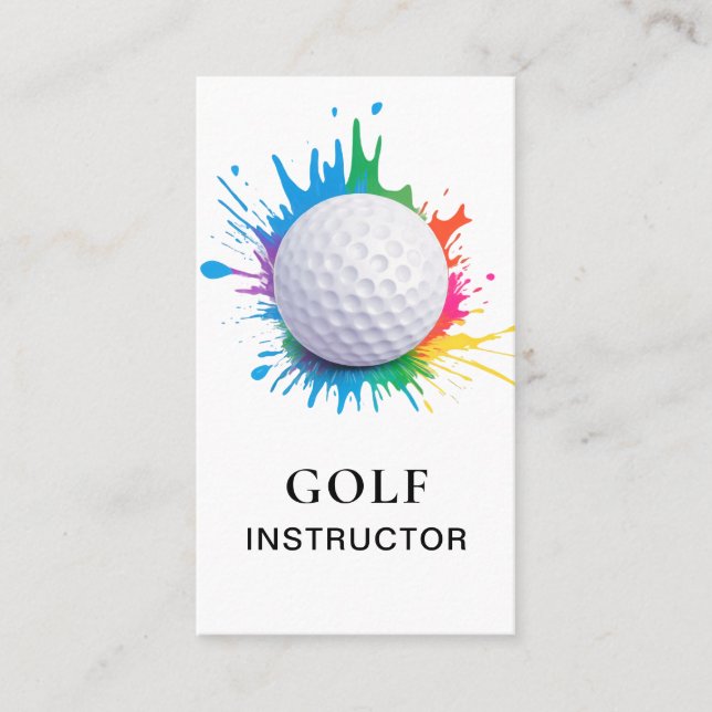 *~*  AP94  QR Rainbow Splash Golf Ball  Visitenkarte (Vorderseite)
