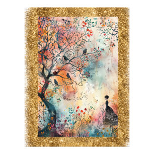 *~ AP95 Whimsische Aquarell-Kunst-Natur Glitter Fotodruck