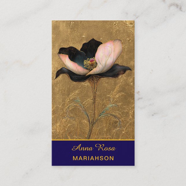 *~* AP98 Elegant Flower Gold 4  Vintage  QR  Visitenkarte (Vorderseite)