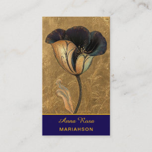 *~* AP98 Elegante Blume Gold 15 Reich QR Floral Visitenkarte