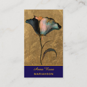 *~* AP98 Elegante Blume Gold 23 Vintage QR  Visitenkarte