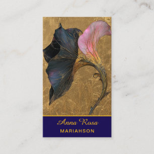 *~* AP98 Elegante Blume Gold 29 Reich QR Floral Visitenkarte