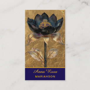 *~* AP98 Elegante Blume Gold 30 Reich QR Floral Visitenkarte