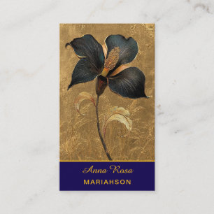 *~* AP98 Elegante Blume Gold 5 Vintage QR Visitenkarte