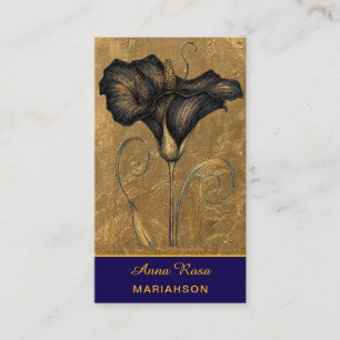 *~* AP98 Elegante Blume Gold 7 Reich QR Floral Visitenkarte