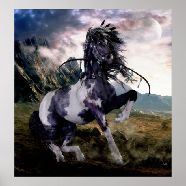 Apache Blue Painted Horse Poster (Vorne)