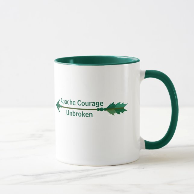 Apache Course Ungebrochene grüne Pfeile Kaffeepaus Tasse (Rechts)