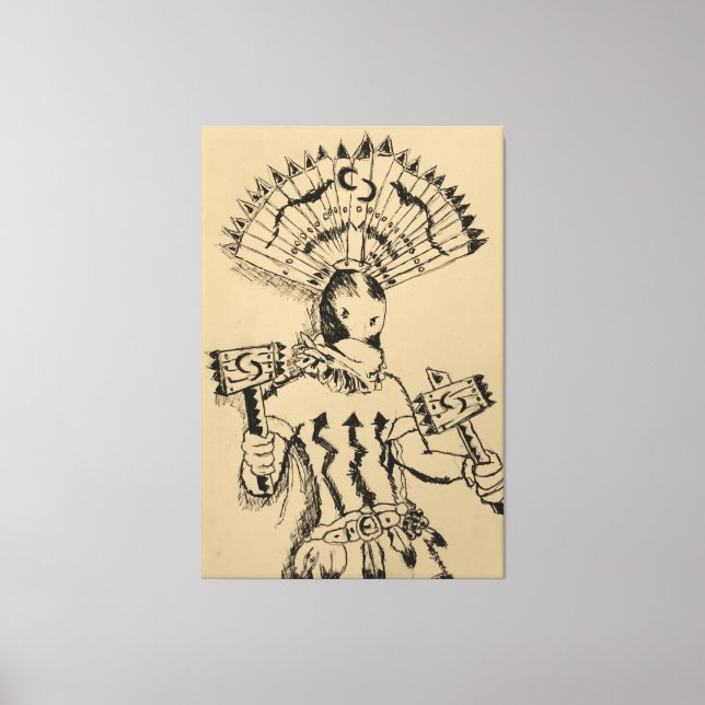 Apache Crown Dancer Skizze Leinwanddruck (Vorderseite)