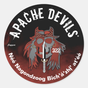 Apache Devils ®️ 🇺 APACHE DEVILS SUPPORT-Sticker Runder Aufkleber