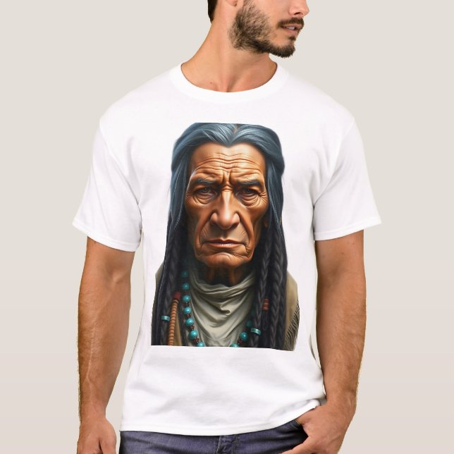 Apache Elder Face Illustration T-Shirt (Vorderseite)