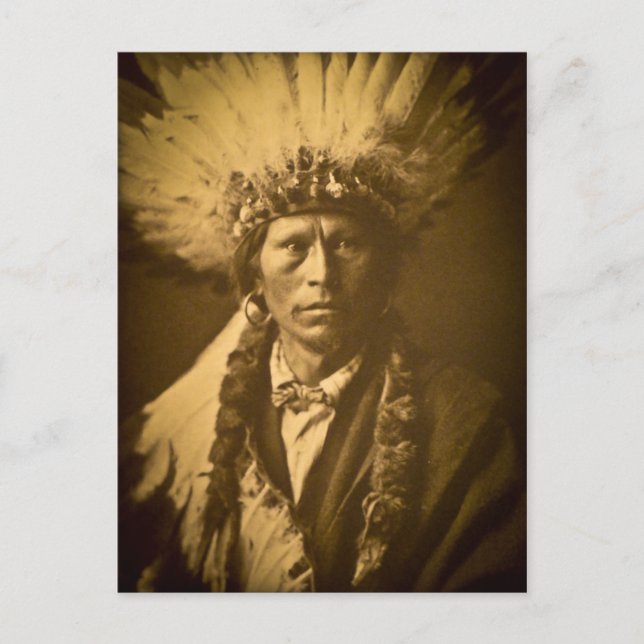Apache Häuptling Garfield Indian Vintage Postkarte (Vorderseite)