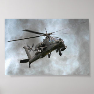 Apache Helikopter im Rauch Poster