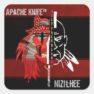 Apache Kinfe ®️ ™️ 🇺 🇸 NIZILHEE Aufkl Quadratischer Aufkleber