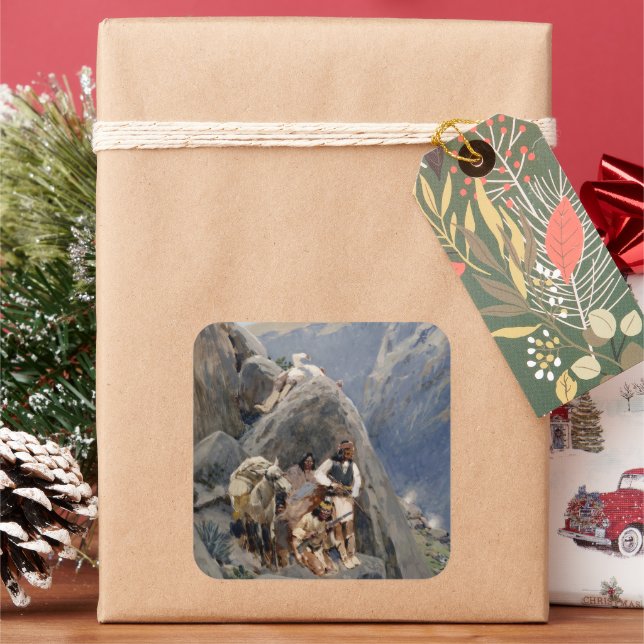 Apache-Krieger: Hinterhalt in der amerikanischen K Quadratischer Aufkleber (Feiertag)