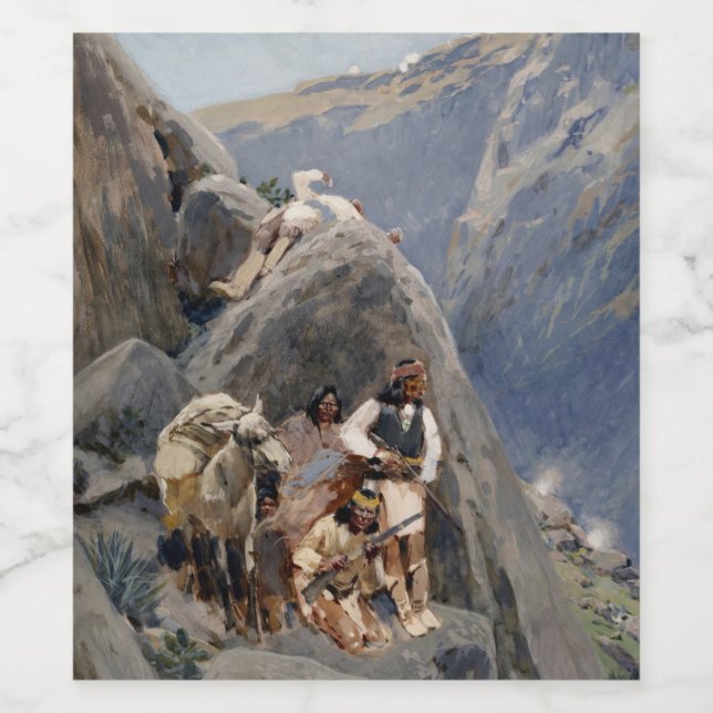 Apache-Krieger: Hinterhalt in der amerikanischen K Weinetikett (Einzelnes Label)