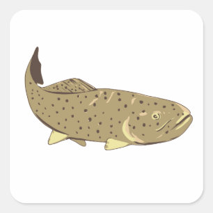 Apache Trout Front View WPA Art Quadratischer Aufkleber