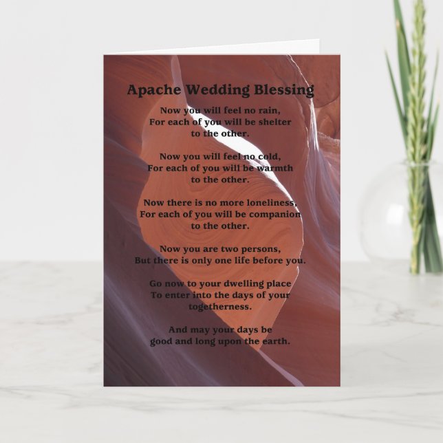Apache Wedding Segen Feel No Rain Gruß Karte (Vorderseite)
